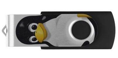 USB flash drive decorated with the Linux penguin